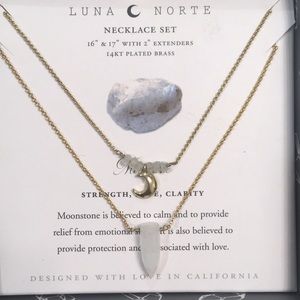 Dainty moonstone 2-piece necklace set